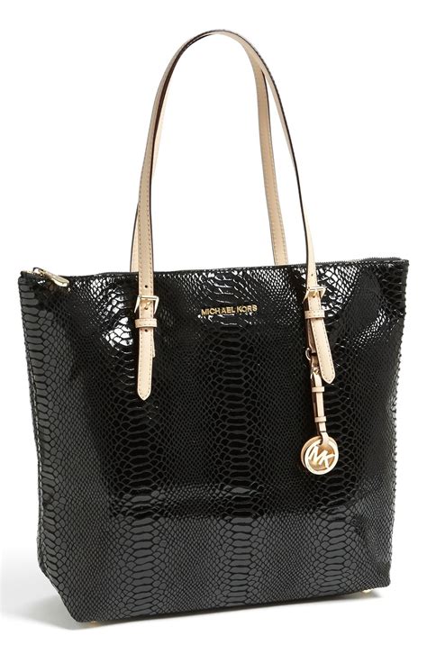 black patent leather michael kors handbag|Michael Kors patent leather handbag.